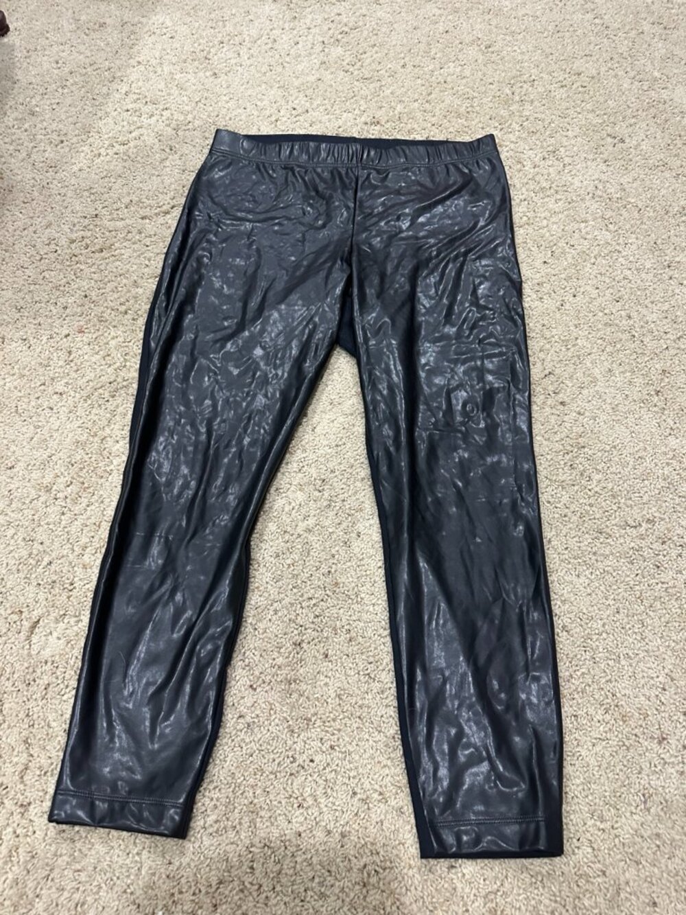 Old Navy Faux Leather Leggings XL Black Coated Stretch High Rise Pants - Picture 1 of 5